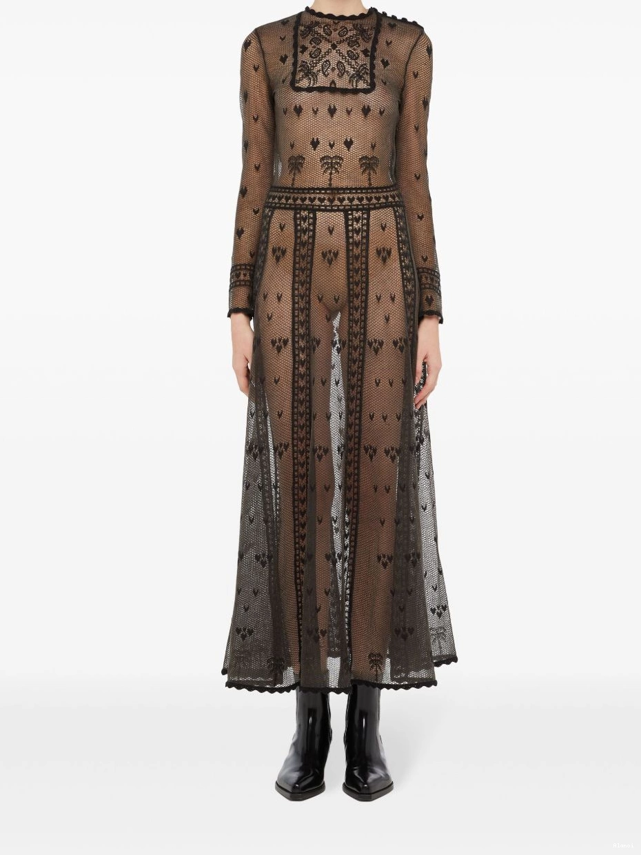 Cheap Alanui dress embroidered sheer Women 0724